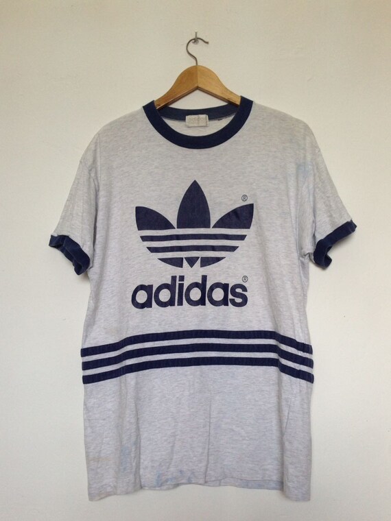 Vintage 90s Adidas Big Logo Ring T-Shirt Hip hop / Swagger