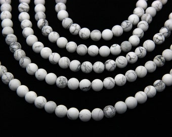 Matte White Howlite Beads 6mm 8mm 10mm Natural White Grey Beads Matte White Gemstones Mala Beads Supplies for Bracelet Necklace Jewelry