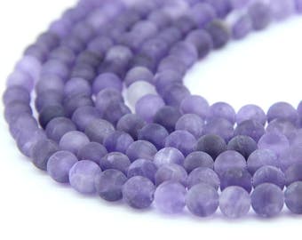Natural Matte Amethyst Beads 6 8mm 10mm Purple Gemstone Beads Amethyst Mala Beads Purple Semi Precious Stone Chakra Bead February Birthstone