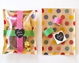 Small Treat bags, Gift bags set, Party bags, Colorful Gift Bags, Cute favor bags, Mini Candy bags, Dots bags > Set of 15