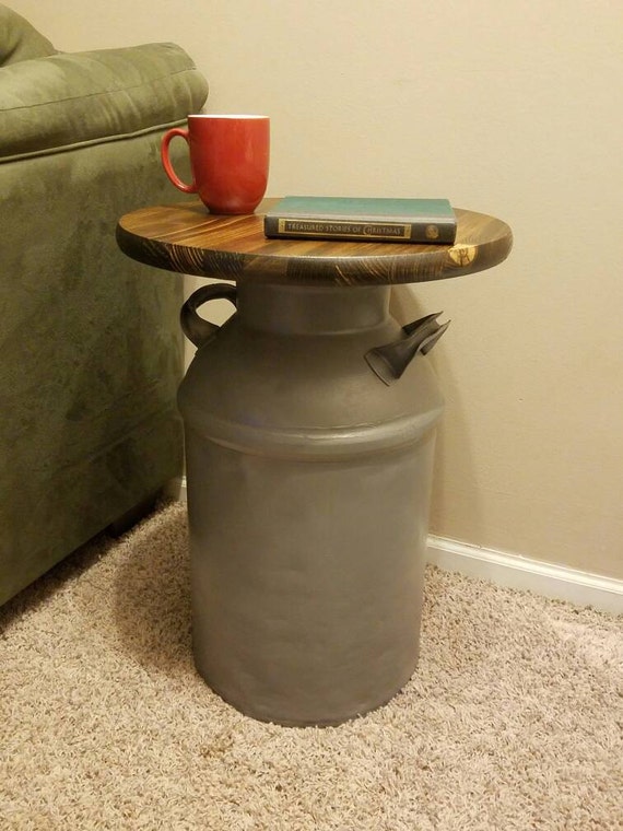 Vintage Milk Can End Table Repurposed Furniture Country