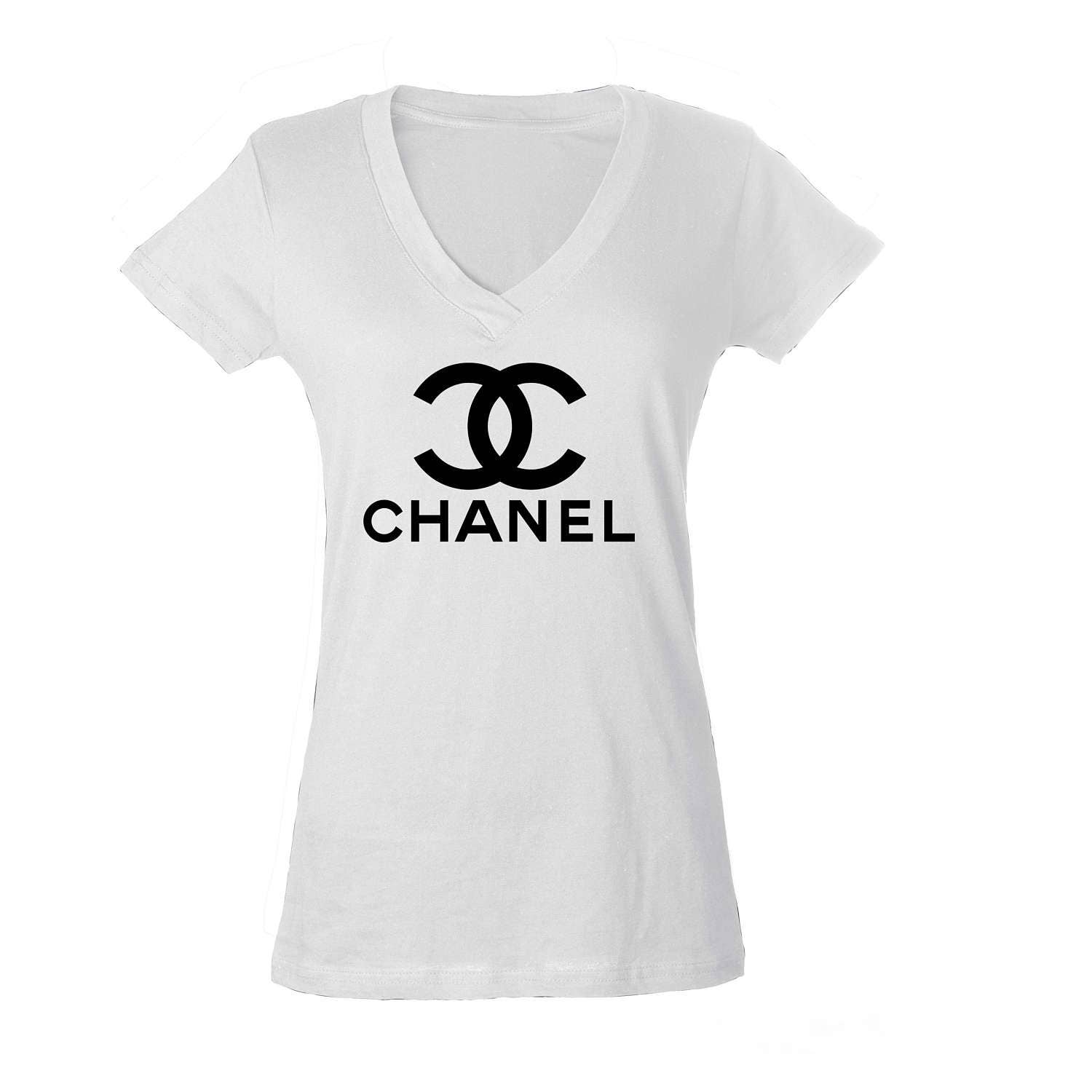 Chanel Inspired Printed Glitter Optional Graphic T Shirt or V