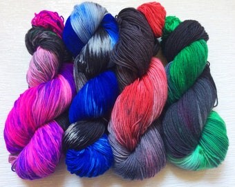 Neon Yarn - Hand Dyed Yarn - Indie Dyed Yarn - Geek Yarn - Nerd Yarn - Red Wool Yarn - Green Wool Yarn - Blue Wool Yarn - Lightsaber