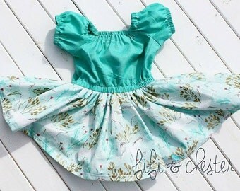 Unicorn Dress, Teal dress, no closures, elastic, baby unicorn dress, toddler unicorn dress