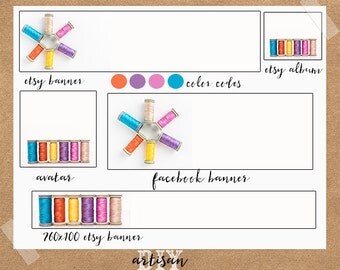 Sewing Etsy Banner, Thread Etsy Banner, Premade Etsy Banner, Etsy Shop Set, DIY Template, Etsy Shop Template, DIY Etsy Banner, Etsy Template