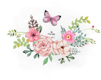 Spring Florals SVG clipart, watercolor flowers svg, , Boho florals Clipart, decal, country, AI Svg Eps Png Jpeg Cricut & Silhouette