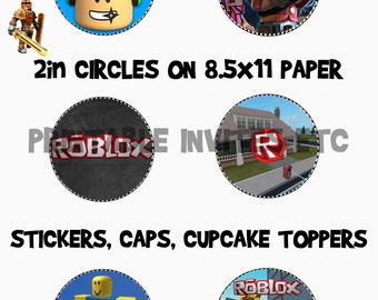 Roblox Themed Cup Cake Toppers, Bottle Caps, Labels, Printable Files
