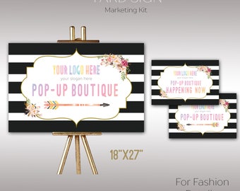 Boho Yard Sign, Instant Download, 8.5" x 11", 18" x 24" , Poster, Digital, Yard Sign, Marketing, For Fashion Retailer K15L03