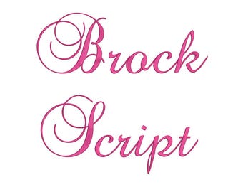 Brock Script Embroidery Font 3 Size Font Machine Embroidery Font Instant Download 9 Formats Embroidery Pattern PES and BX