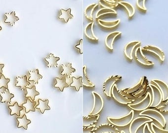 20 pcs UV resin embellishment, gold embellishment,star embellishment,moon embellishment,nail art carm,resin embellishment,metal accent
