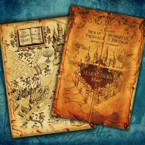harry potter print marauders map hogwarts paper hogsmeade