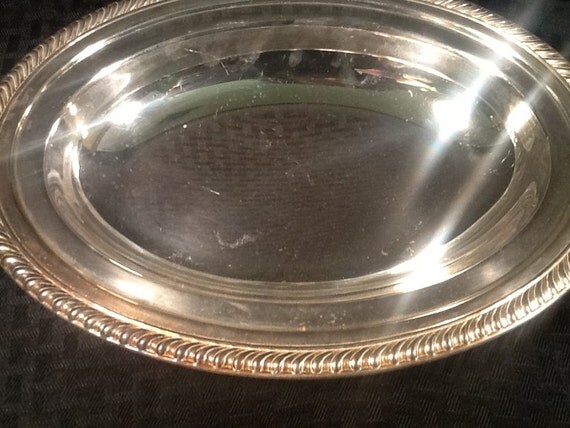 Vintage Silver electroplated Copper oval serving dish Crescent