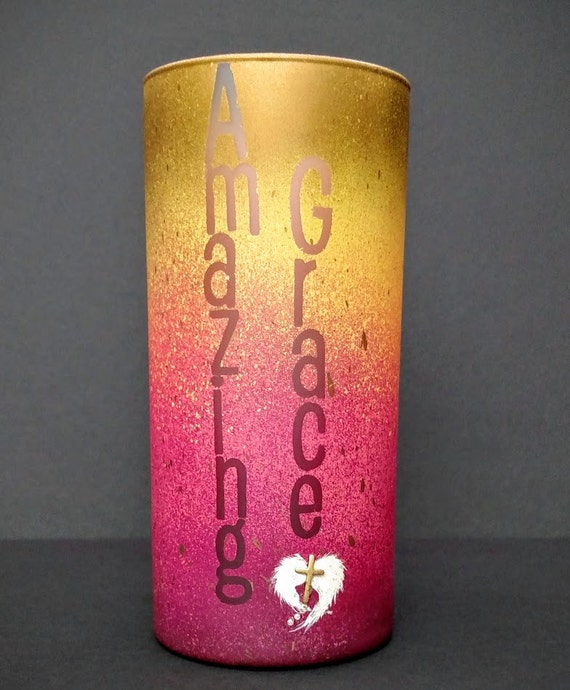 Prayer Candle Holder. Hand painted glass Kiln Fired Candle.