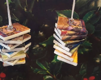 Stacked set of 8 Mini Harry Potter Book Ornament, JK Rowling Stacked Ornament (Made to order)