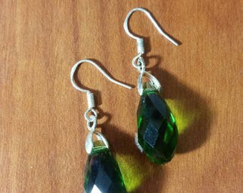 Emerald swarovski teardrop earrings.