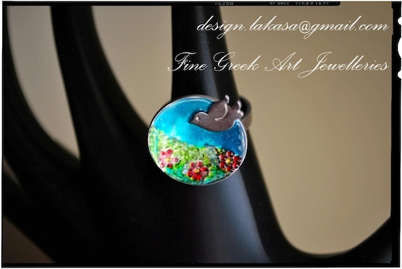 Ring Enamel Dove 925 Sterling Silver Jewelry lakasa eshop best gifts ideas for her birthday anniversary folk art woman mother day girlfriend