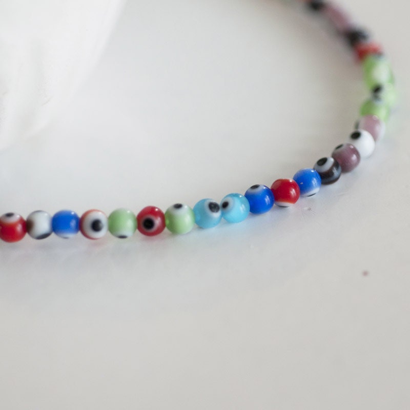 Set of 4mm glass evil eye Greek round beads from GingerlilyFrance on ...