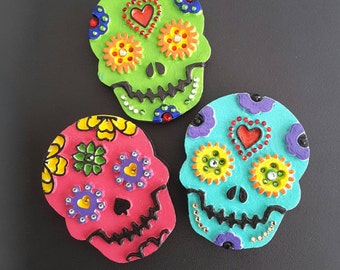 Dia de los Muertos Sugar Skulls Hand Painted Magnets