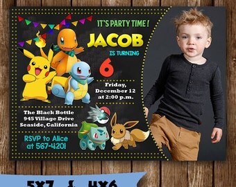 Pokemon invitation pokemon birthday invitation pokemon go pikachu party invite pokemon birth svg card tickets printable supplies digital