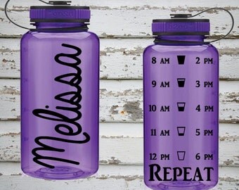 Personalized Cursive Name 34oz Water Intake Tracker. Gym Water Bottle. Personalized Water Bottle. Hourly Reminders. Healthy.