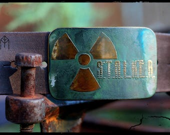 Leather belt brass buckle Series "S.T.A.L.K.E.R." ver.2