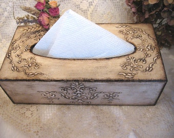 Tissue Box Cover Wooden tissue box for a kitchen Home decor Rustic Napkin organizer Beige color box Bathroom organizer Beautiful Gift
