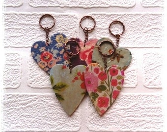heart keyring, keyring, key chain, heart key chain, new home gift, cute keyring, shabby chic heart, shabby chic keyring, girls keyring