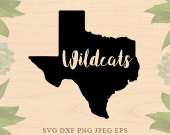 Texas SVG Texas Wildcats svg Silhouette Texas state svg Texas eps Dxf Cut File Clip Art Silhouette Studio Cricut Downloads Cricut files