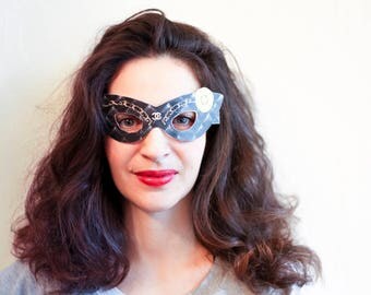 Classic Chanel inspired paper mask. Chanel party favors. Masquerade masks women. Paper mask. Party mask. Masquerade ball mask. Party favors.