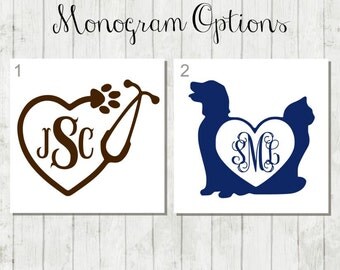 Vet Stethoscope Decal - Vet Tech Gift - Veterinarian Decal - Vet Tech Decal - Car Window Decal - Laptop Decal - Vet Monogram Sticker - Decal
