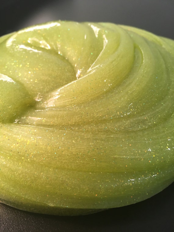 Fluffy Lime Green Shimmer Slime