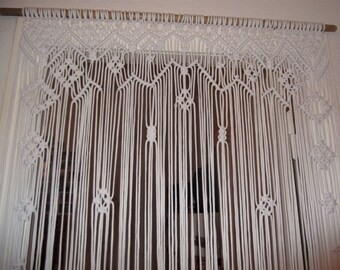 White macrame curtain wall hanging / macrame curtain