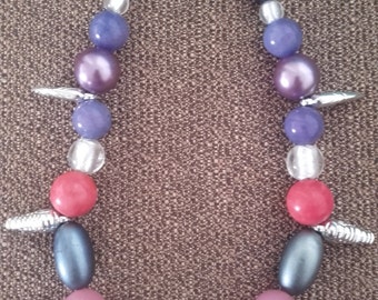 Vintage necklace recycled materials 70/80