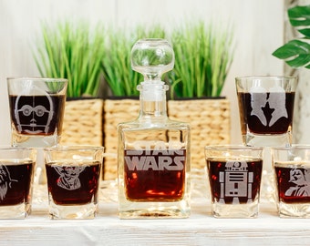 Star Wars Gift Glass Whiskey Decanter Set Personalized Decanter Groomsmen Gift Gift for Men Scotch Glass Decanter Whiskey Glasses Decanter