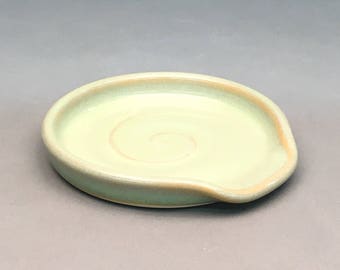 Sage Green, Spoon Rest, Ceramic Spoon Rest, Pottery Spoon Rest, Spoon holder, Handmade Spoon rest, Kitchen Spoon holder