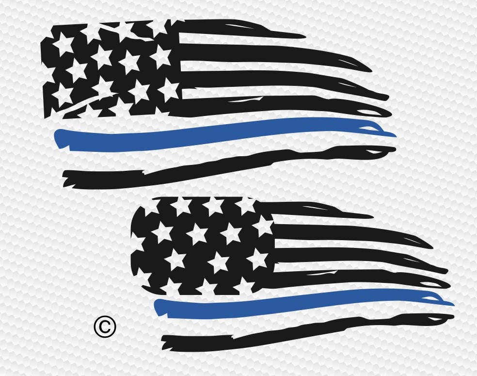 Download American flag thin blue line SVG Clipart Cut Files Silhouette