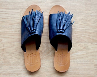 Handmade Leather Sandals, Black Leather Sandals, Fringe Sandals, Womens Shoes, Sandals, Black