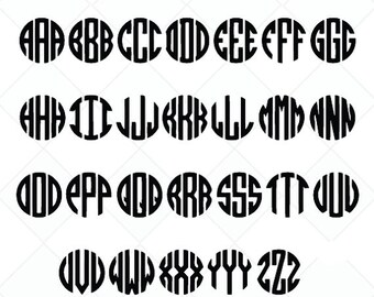 svg Monogram font Files, svg initials, SVG Cut Files, svg letters, svg, dxf, png Silhouette Studio - Cricut - Monogram Die Cuts SVG