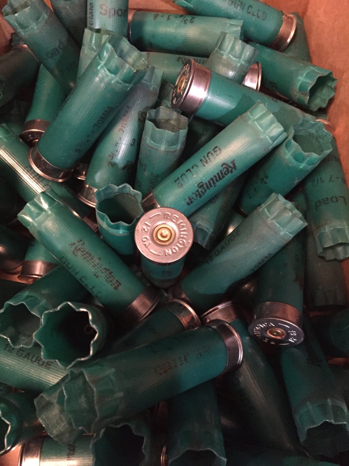 25 Green Shotgun Shells 12 Gauge Remington Silver