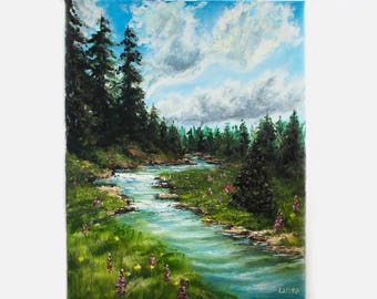 Forest River Original Oil Painting