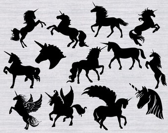 Unicorn SVG Bundle, Horse svg, Unicorn clipart, svg files for silhouette, cricut download, Unicorn svg files, dxf, png, cut files, vinyl
