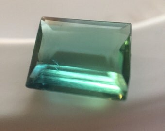 Green Tourmaline rectangular faceted stone