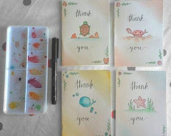 Handmade Ocean Theme Stationary Cards - Individual or Set