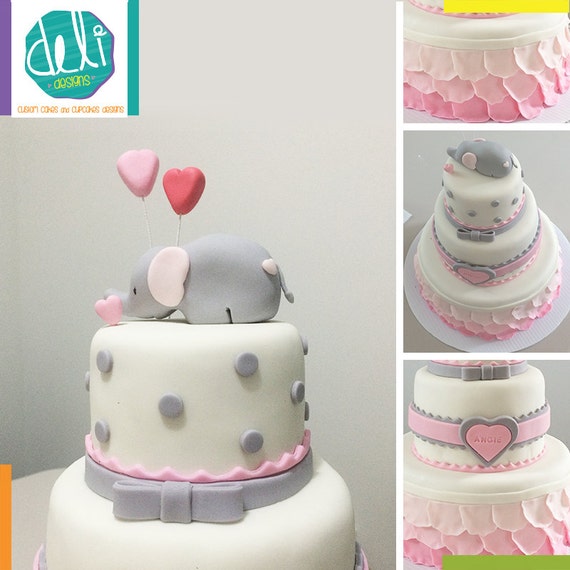 Edible Fondant Baby Elephant Cake Topper