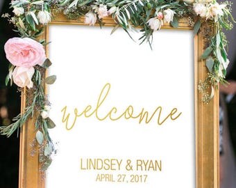 Modern Wedding Welcome Sign | Gold Wedding Welcome Sign | DIY Wedding Welcome Sign | Custom Wedding Welcome Sign | Personalized Wedding Sign