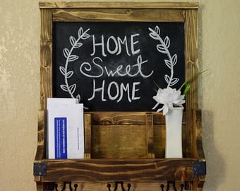 Chalkboard Mail Organizer- Mail Organizer- Farmhouse decor- Rustic Decor- Shabby Chic- Wood Mail Organizer- Wall Mail Organizer