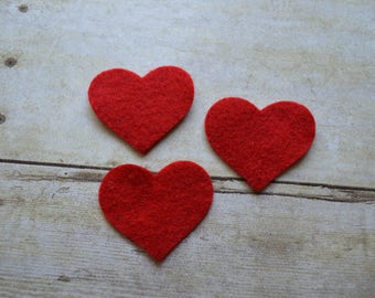 READY TO SHIP, Large Red Acrylic Felt Heart Die Cuts, Set of 10, Die Cut Large Hearts, Scrapbooking, Felt Flower Making, Headband Making