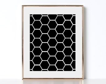 Bathroom Decor Ideas Digital Download Bathroom Decorating Ideas Printable Art Hexagon Poster Hexagon Prints Hexagon Art Black and White Art