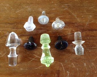 Set of 9 Vintage Glass Bottle Stoppers