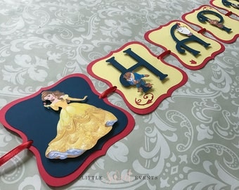 Beauty and the Beast Birthday Banner, Beauty and the Beast Birthday, Beauty and the Beast Party Supply, Beauty and the Beast